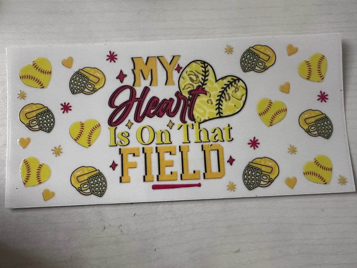 My heart is on the field softball cup wrap