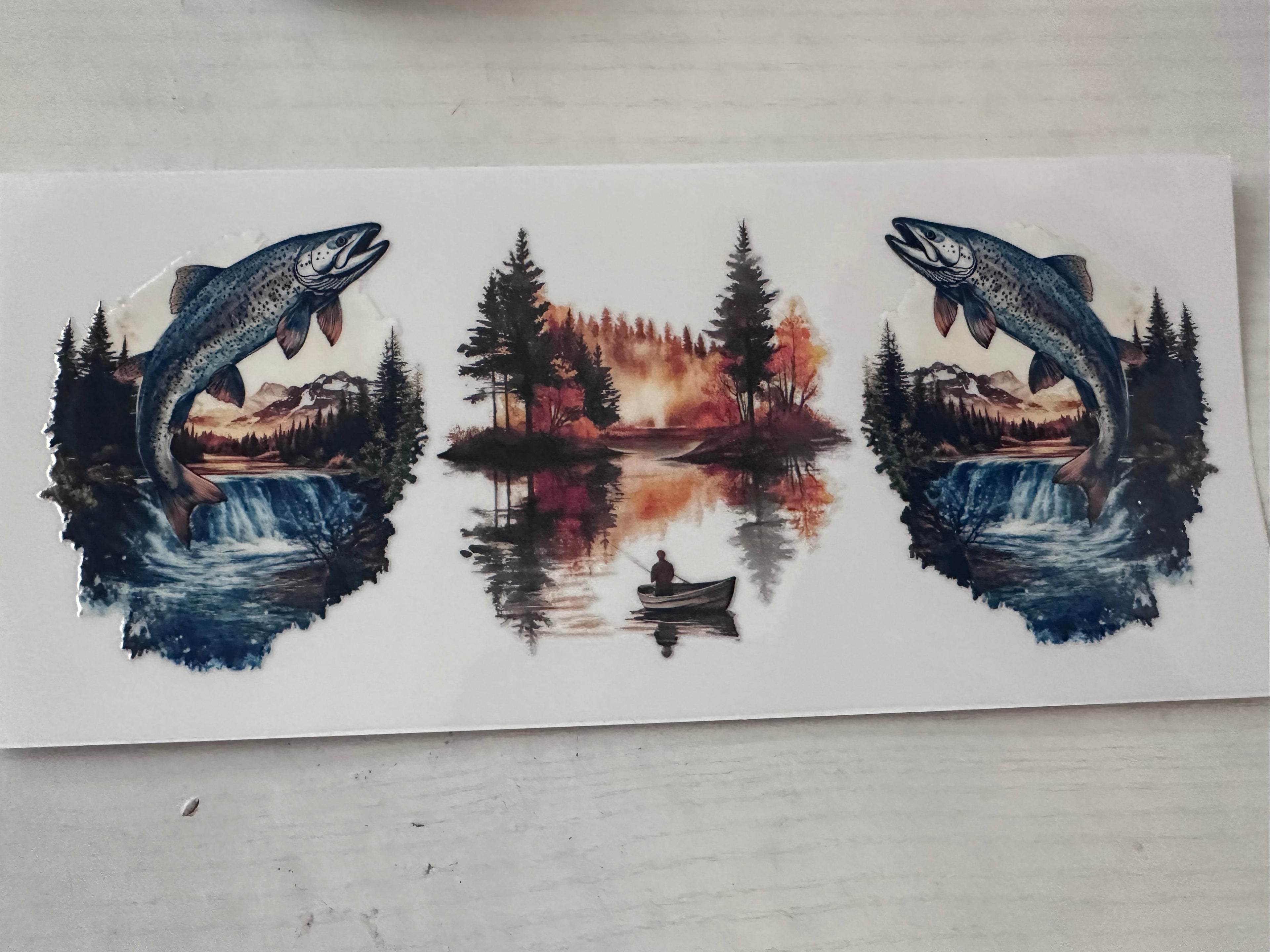 Fishing scenery cup wrap