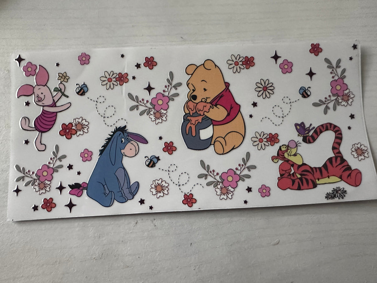 Floral Pooh and friends cup wrap