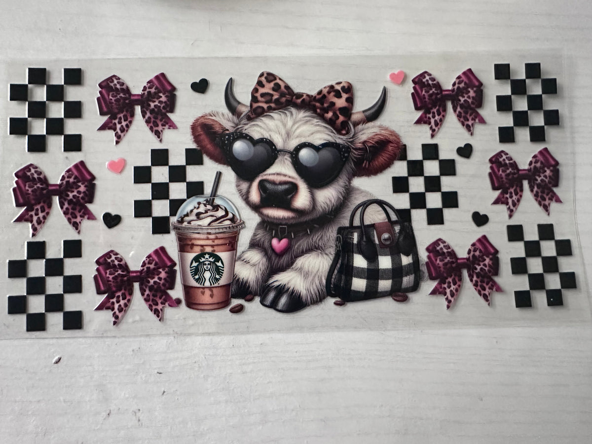 Checkered Coffee Cow Cup Wrap