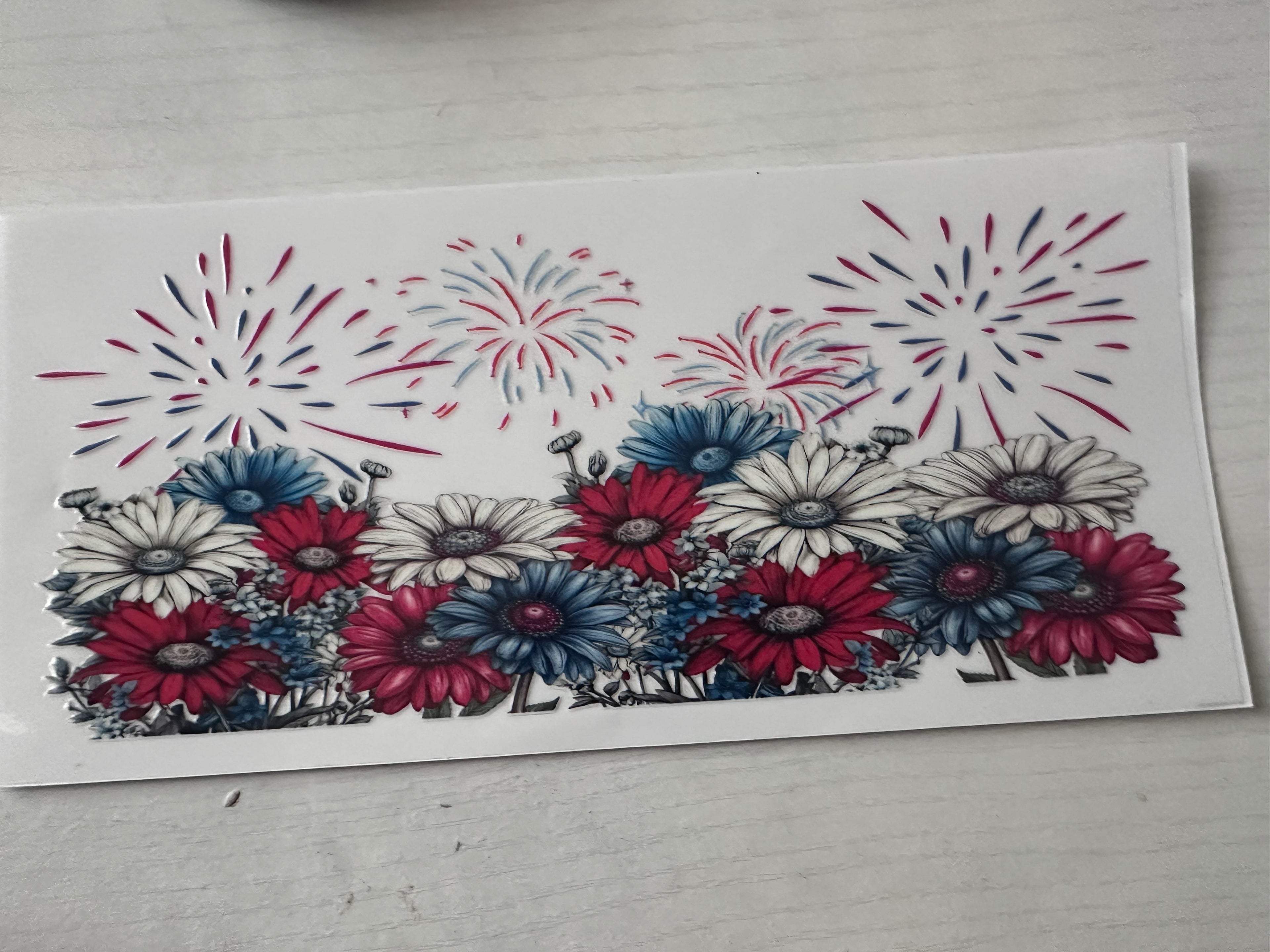 Red white and blue flowers