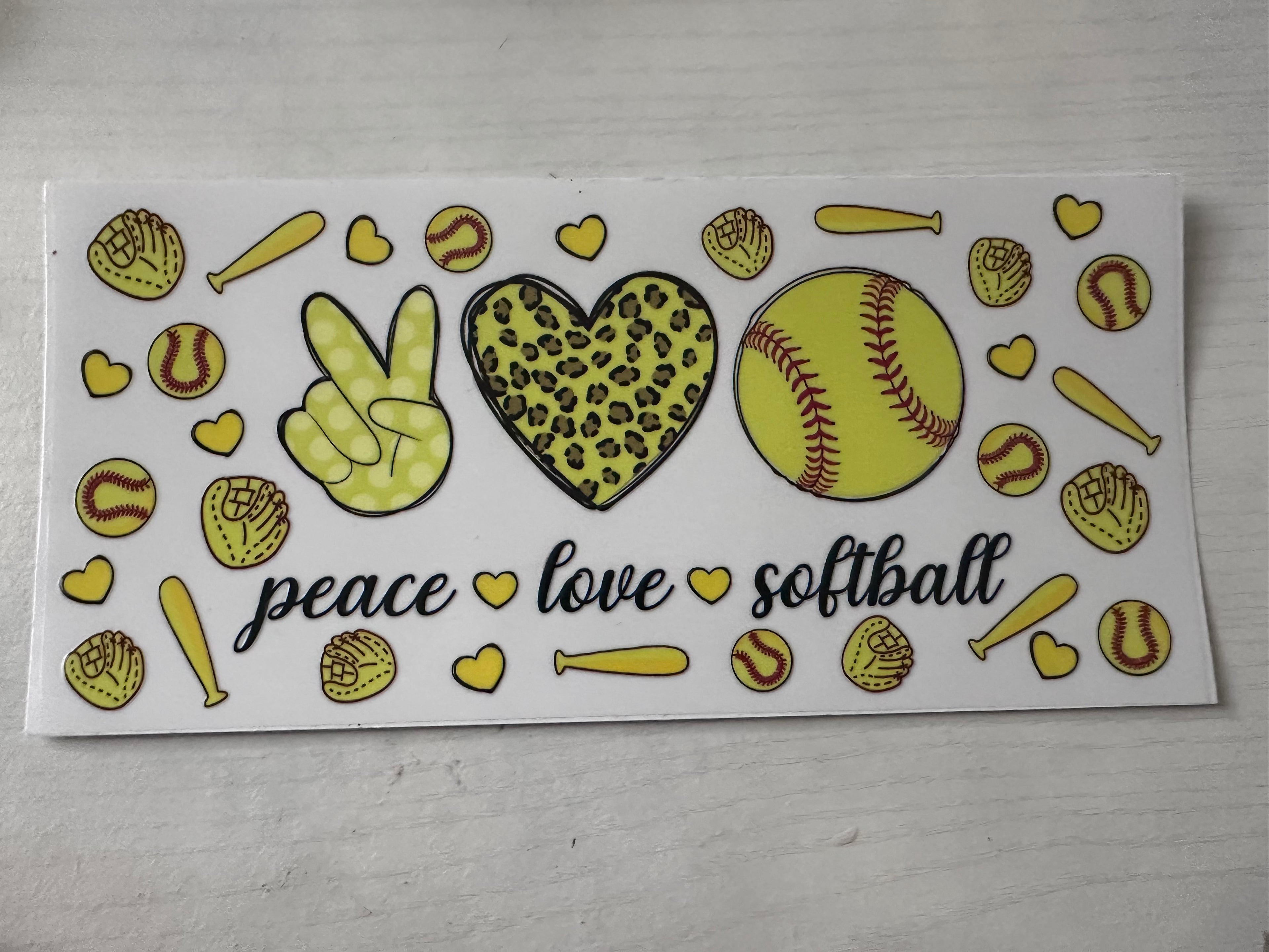 Peace Love Softball cup wrap